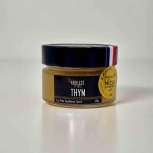 Pot de miel de thym du Gard Abeilles et Miel, médaille d’or 2024 au Concours des Miels de France, format 125g.